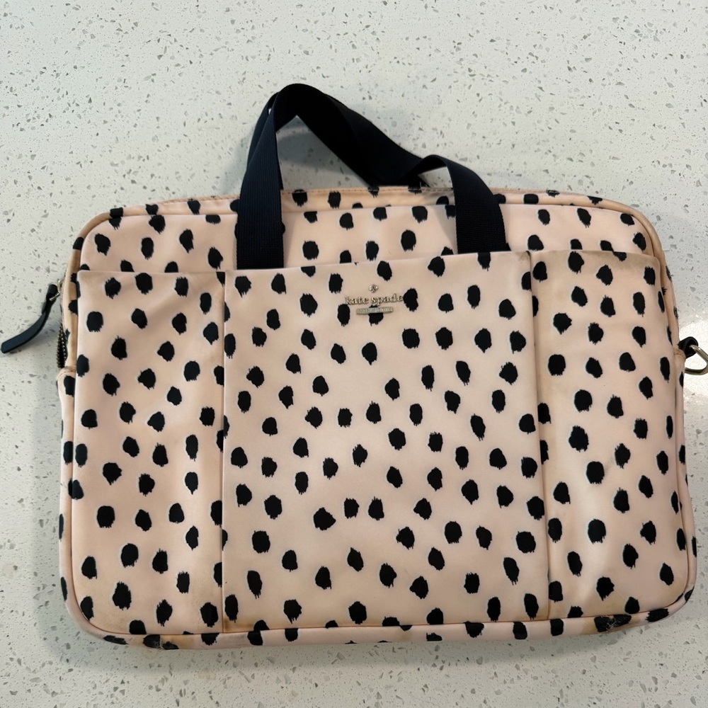 Kate Spade Pink and Black Dotted Laptop Bag